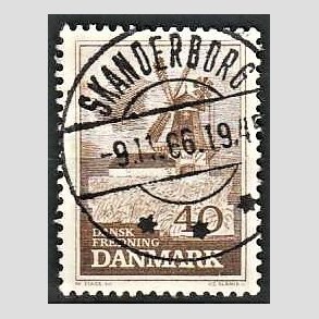 FRIM�RKER DANMARK | 1965 - AFA 440 - Fredning - 40 �re brun - Pragt Stemplet Skanderborg