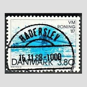 FRIM�RKER DANMARK | 1987 - AFA 887 - WM i roning - 3,80 Kr. bl� - Pragt Stemplet Haderslev