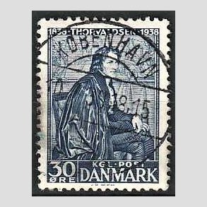 FRIM�RKER DANMARK | 1938 - AFA 251 - Thorvaldsen 30 �re bl� - Lux Stemplet