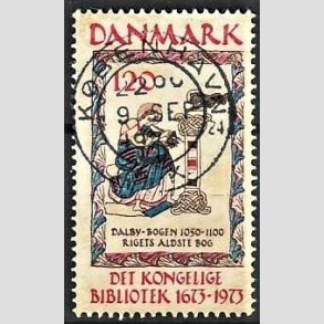 FRIM�RKER DANMARK | 1973 - AFA 550 - Det Kongelige Bibliotek 300 �r - 120 �re beige/brun/bl�/r�d - Pragt Stemplet 