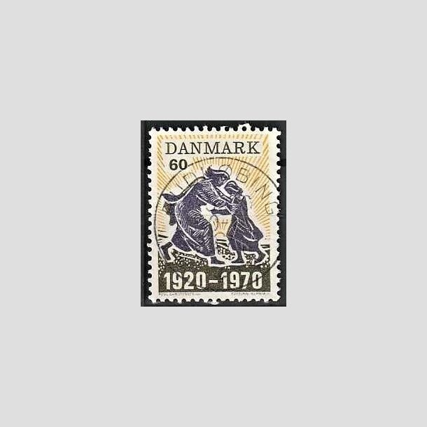 FRIMRKER DANMARK | 1970 - AFA 499 - Nordslesvigs genforening 50 r - 60 re mrkgr/violet/gul - Pragt Stemplet Rudkbing