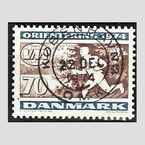 FRIM�RKER DANMARK | 1974 - AFA 575 - Orienteringsl�b WM - 70 �re flerfarvet - Pragt Stemplet 