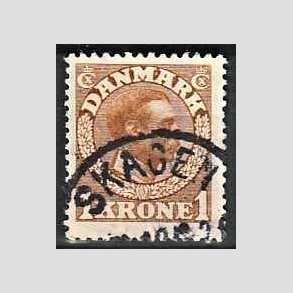 FRIMRKER DANMARK | 1913 - AFA 75 - Chr. X 1 Kr. gulbrun - Lux Stemplet Skagen