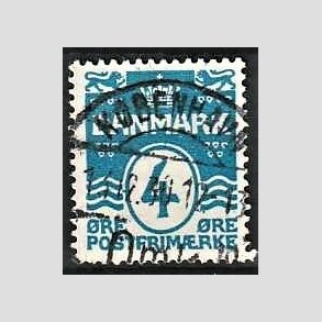 FRIM�RKER DANMARK | 1913-14 - AFA 80 - B�lgelinie 4 �re bl� - Lux Stemplet