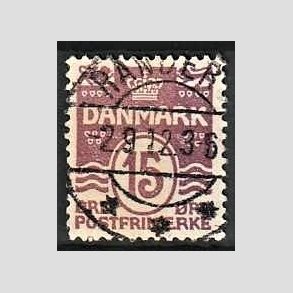 FRIM�RKER DANMARK | 1905-06 - AFA 46 - B�lgelinie 15 �re brunlilla - Lux Stemplet Randers