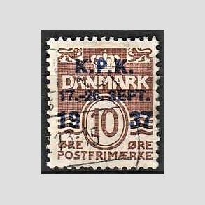 FRIMRKER DANMARK | 1937 - AFA 243 - K.P.K 10 re brun - Stemplet