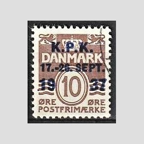 FRIMRKER DANMARK | 1937 - AFA 243 - K.P.K 10 re brun - Stemplet