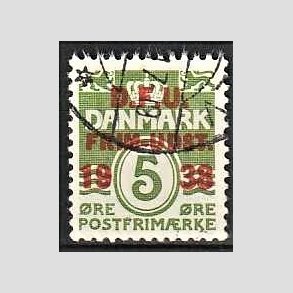 FRIMRKER DANMARK | 1938 - AFA 245 - D.F.U Udstilling - 5 re grn (199a) - Stemplet