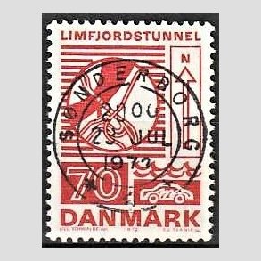 FRIM�RKER DANMARK | 1972 - AFA 536 - Trafiktekniske anl�g - 70 �re r�d - Pragt Stemplet S�nderborg
