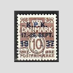 FRIMRKER DANMARK | 1937 - AFA 243 - K.P.K 10 re brun - Stemplet
