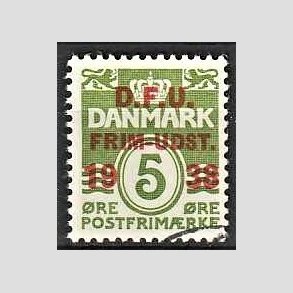 FRIMRKER DANMARK | 1938 - AFA 245 - D.F.U Udstilling - 5 re grn (199a) - Stemplet