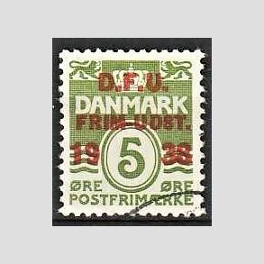 FRIMRKER DANMARK | 1938 - AFA 245 - D.F.U Udstilling - 5 re grn (199a) - Stemplet