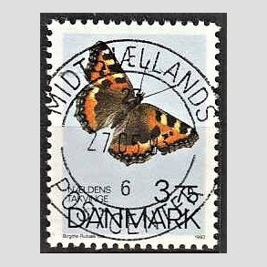 FRIM�RKER DANMARK | 1993 - AFA 1037 - Sommerfugle - 3,75 Kr. flerfarvet - Pragt Stemplet