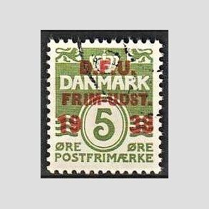 FRIMRKER DANMARK | 1938 - AFA 245 - D.F.U Udstilling - 5 re grn (199a) - Stemplet