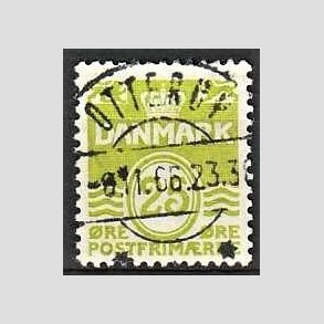FRIM�RKER DANMARK | 1965 - AFA 430 - B�lgelinie 25 �re lysgr�n - Lux Stemplet Otterup