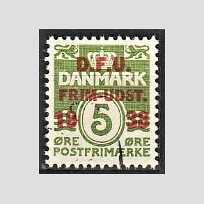 FRIMRKER DANMARK | 1938 - AFA 245 - D.F.U Udstilling - 5 re grn (199a) - Stemplet