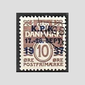 FRIMRKER DANMARK | 1937 - AFA 243 - K.P.K 10 re brun - Stemplet