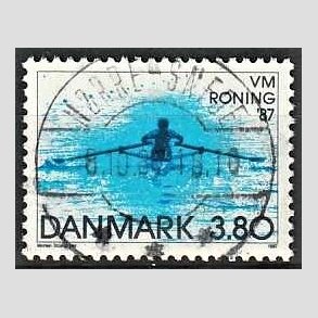 FRIM�RKER DANMARK | 1987 - AFA 887 - WM i roning - 3,80 Kr. bl� - Pragt Stemplet N�rre Snede