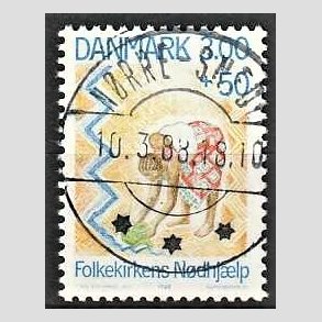 FRIMRKER DANMARK | 1988 - AFA 907 - Folkekirkens Ndhjlp - 3,00 Kr. + 50 re flerfarvet - Pragt Stemplet Nrre Snede