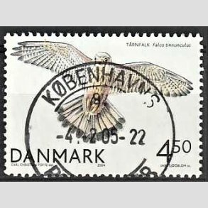FRIM�RKER DANMARK | 2004 - AFA 1409 - Rovfugle i Danmark - 4,50 Kr. T�rnfalk - Pragt Stemplet 