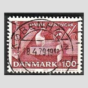 FRIM�RKER DANMARK | 1977 - AFA 642 - Dansk h�ndv�rk - 1,00 Kr. r�d - Pragt Stemplet