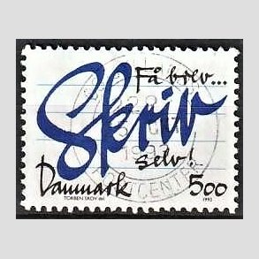 FRIM�RKER DANMARK | 1993 - AFA 1051 - Brevskrivning - 5,00 Kr. bl�/sort - Lux Stemplet