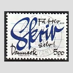 FRIM�RKER DANMARK | 1993 - AFA 1051 - Brevskrivning - 5,00 Kr. bl�/sort - Lux Stemplet