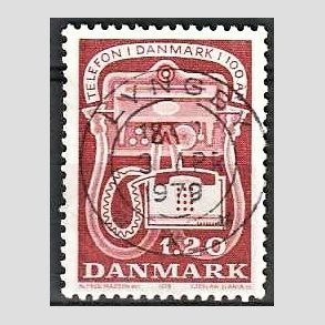 FRIM�RKER DANMARK | 1979 - AFA 672 - Telefonen 100 �r - 1,20 Kr. r�d - Pragt Stemplet Lyngby