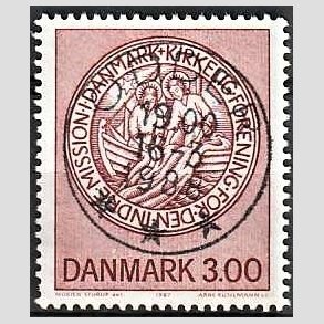 FRIM�RKER DANMARK | 1987 - AFA 893 - Indre mission - 3,00 Kr. brunr�d - Pragt Stemplet Odder