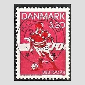 FRIM�RKER DANMARK | 1989 - AFA 935 - DBU 100 �r - 3,20 Kr. r�d/sort - Pragt Stemplet Kolding