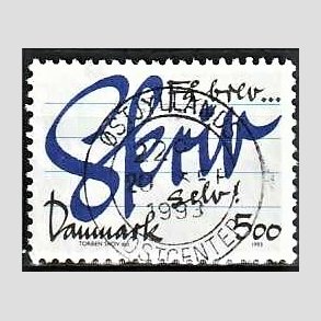 FRIM�RKER DANMARK | 1993 - AFA 1051 - Brevskrivning - 5,00 Kr. bl�/sort - Lux Stemplet