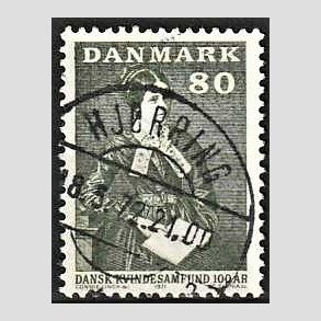 FRIM�RKER DANMARK | 1971 - AFA 509 - Dansk Kvindesamfund 100 �r - 80 �re gr�gr�n - Pragt Stemplet Hj�rring