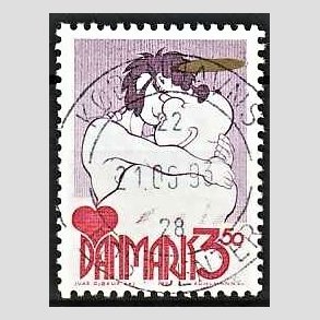 FRIM�RKER DANMARK | 1992 - AFA 1028 - Danske tegneseriefigurer - 3,50 Kr. r�d/gul - Pragt Stemplet