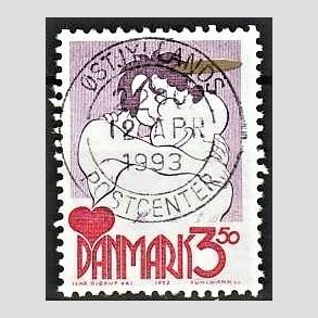 FRIM�RKER DANMARK | 1992 - AFA 1028 - Danske tegneseriefigurer - 3,50 Kr. r�d/gul - Pragt Stemplet