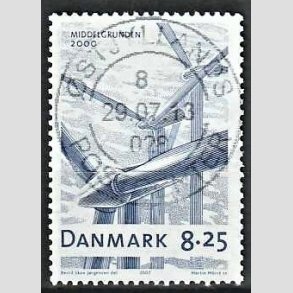 FRIM�RKER DANMARK | 2007 - AFA 1495 - Danske vindm�ller - 8,25 Kr. bl� - Pragt Stemplet