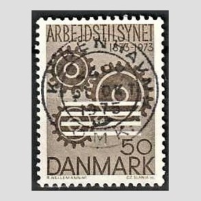 FRIM�RKER DANMARK | 1973 - AFA 543 - Arbejderbeskyttelse - 50 �re brun - Pragt Stemplet