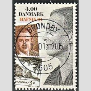 FRIM�RKER DANMARK | 2001 - AFA 1294 - HAFNIA 01 UDSTILLING - 4,00 Kr. flerfarvet - Pragt Stemplet