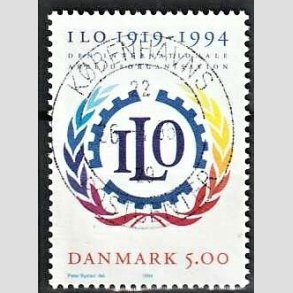 FRIM�RKER DANMARK | 1994 - AFA 1075 - ILO 75 �r - 5,00 Kr. flerfarvet - Pragt Stemplet