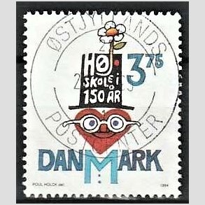 FRIM�RKER DANMARK | 1994 - AFA 1083 - H�jskolebev�gelsen 150 �r - 3,75 Kr. flerfarvet - Pragt Stemplet