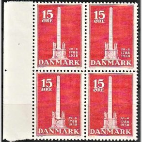 FRIMRKER DANMARK | 1938 - AFA 244 - Stavnsbndet 15 re rd i 4-blok - Postfrisk