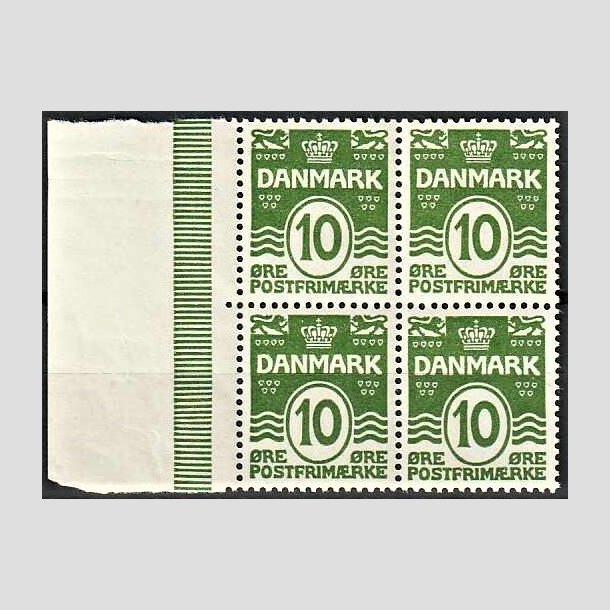 FRIMRKER DANMARK | 1921-22 - AFA 124 - Blgelinie 10 re grn i 4-blok - Postfrisk