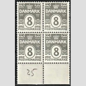 FRIMRKER DANMARK | 1921-22 - AFA 123 - Blgelinie 8 re gr i 4-blok - Postfrisk