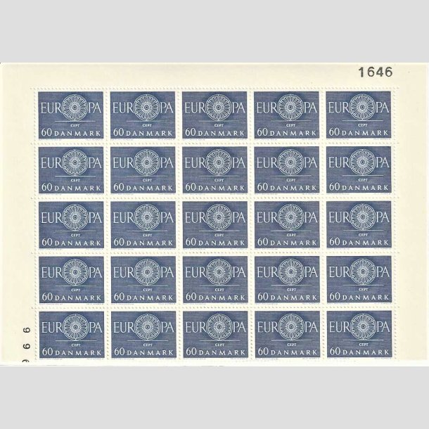 FRIMRKER DANMARK | 1969 - AFA 482 - CEPT - 90 re bl 25 stk. i vre arkstykke - Postfrisk