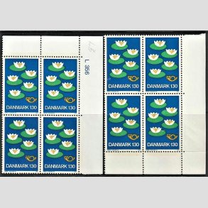 FRIMRKER DANMARK | 1977 - AFA 632 - Nordisk Rds 25. session - 130 re bl/grn/gul i vre og nedre marginalblok L356 - Postfrisk