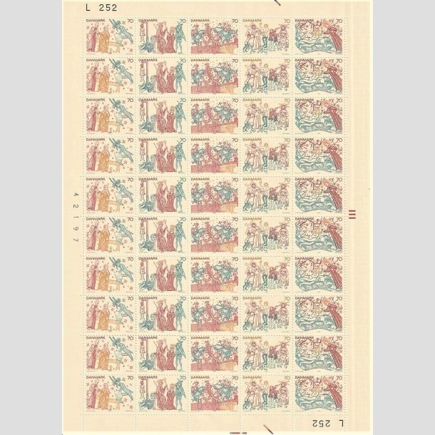 FRIMRKER DANMARK | 1973 - AFA 552 - Kalkmalerier - 70 re flerfarvet 50 stk. i ufoldet helark - Postfrisk