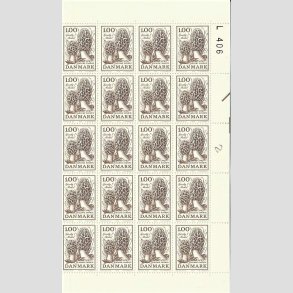 FRIMRKER DANMARK | 1978 - AFA 669 - Sjldne svampe. - 1,00 kr.brun 20 stk. i vre arkstykke - Postfrisk