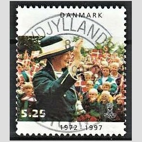 FRIM�RKER DANMARK | 1997 - AFA 1137 - 25 �rs jubil�um - 5,25 Kr. flerfarvet - Pragt Stemplet