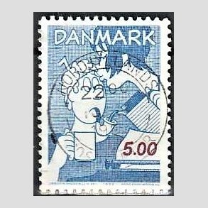 FRIM�RKER DANMARK | 1992 - AFA 1031 - Danske tegneseriefigurer - 5,00 Kr. bl�/r�d - Pragt Stemplet