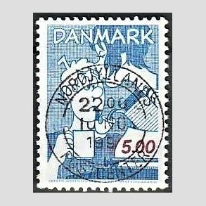 FRIM�RKER DANMARK | 1992 - AFA 1031 - Danske tegneseriefigurer - 5,00 Kr. bl�/r�d - Pragt Stemplet