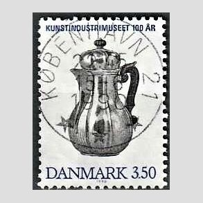 FRIMRKER DANMARK | 1990 - AFA 960 - Kunstindustrimuseet 100 r - 3,50 Kr. bl/sort - Pragt Stemplet